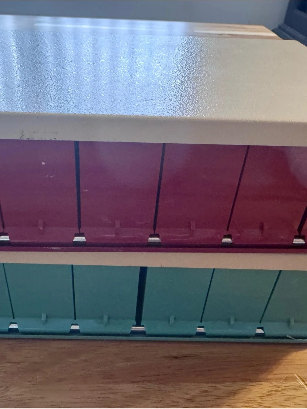 Kodak film Compartment File Organizer - 2 Red and Teal metal box vintage